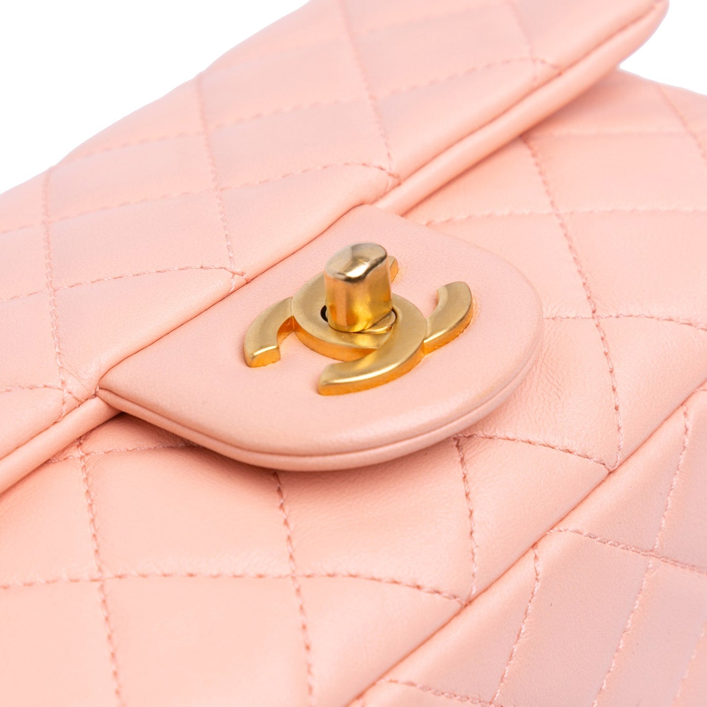 Pink Chanel Mini Rectangular Lambskin Pearl Crush Flap Crossbody Bag