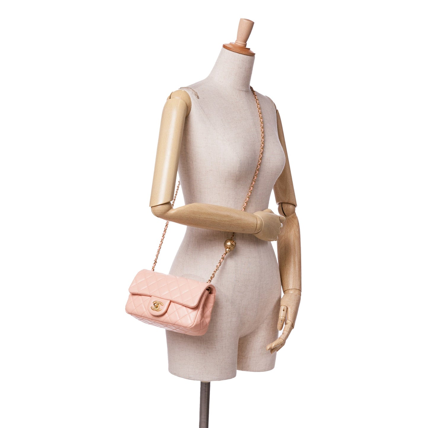 Pink Chanel Mini Rectangular Lambskin Pearl Crush Flap Crossbody Bag