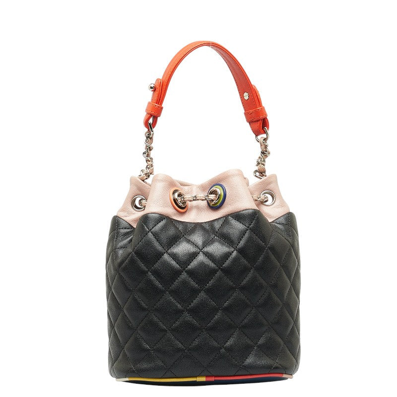 Chanel Chain Matrasse Chain Handbag 2WAY Black Pink Multicolor Lambskin  CHANEL