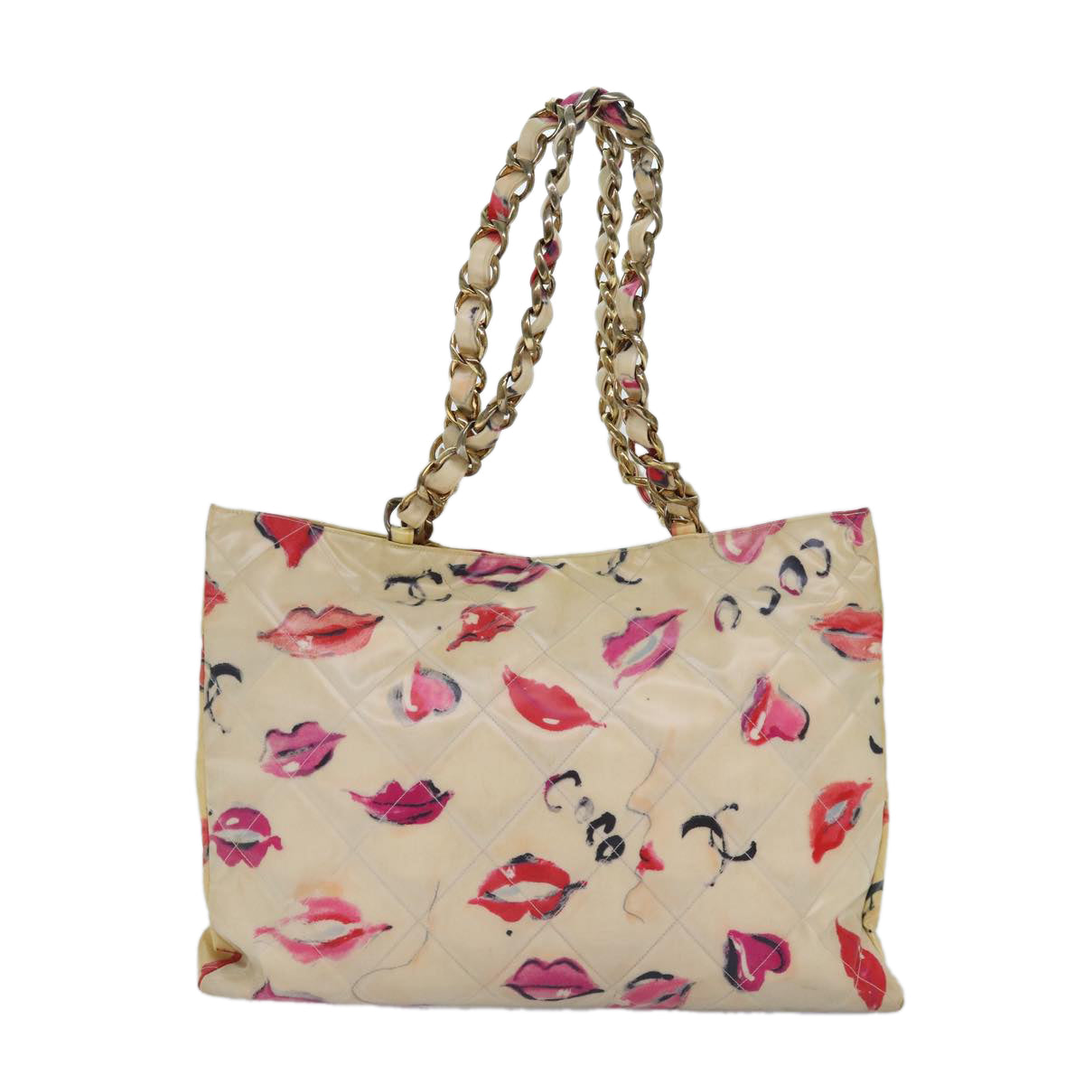 Top Quality Chanel Lip Tote Bag Enamel White Red CC Auth 87655A