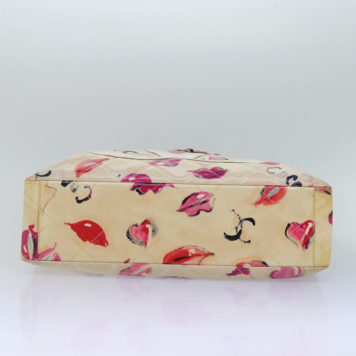 Top Quality Chanel Lip Tote Bag Enamel White Red CC Auth 87655A