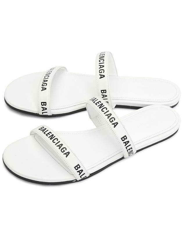 Luxury Balenciaga  Logo Round Slippers White