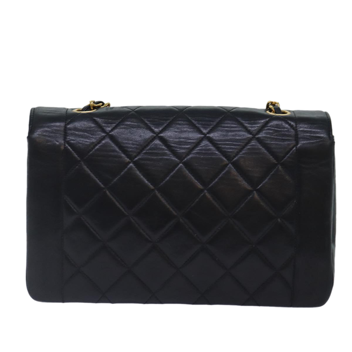 Top Quality Chanel Diana Matelasse Chain Shoulder Bag Lamb Skin Black CC Auth 87740A