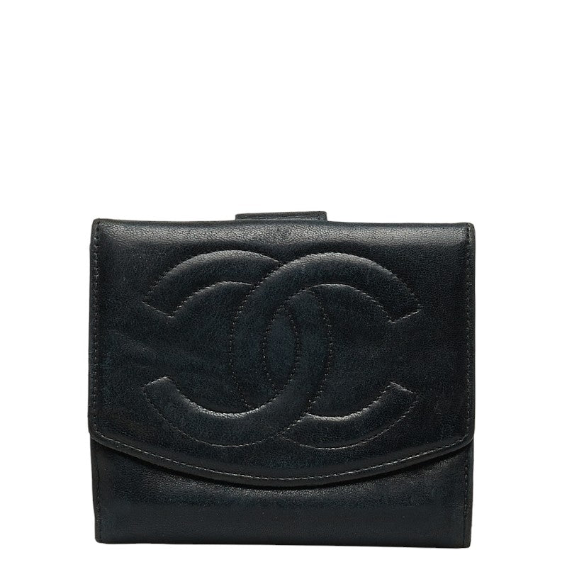 CHANEL DECACOCO Double Hook Fed Wallet Black Leather  CHANEL