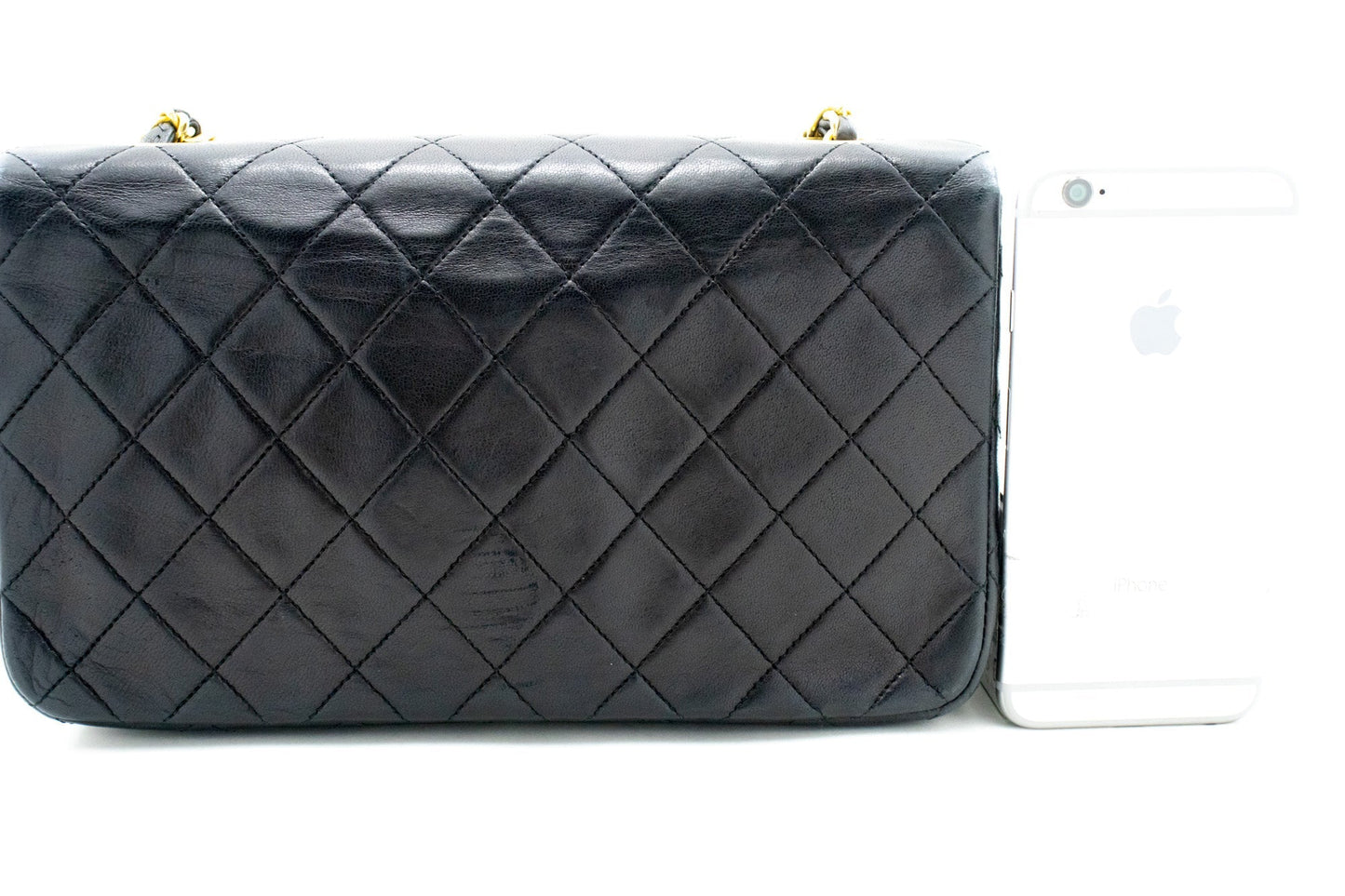 CHANEL Full Flap Chain Shoulder Bag Black Quilted Lambskin