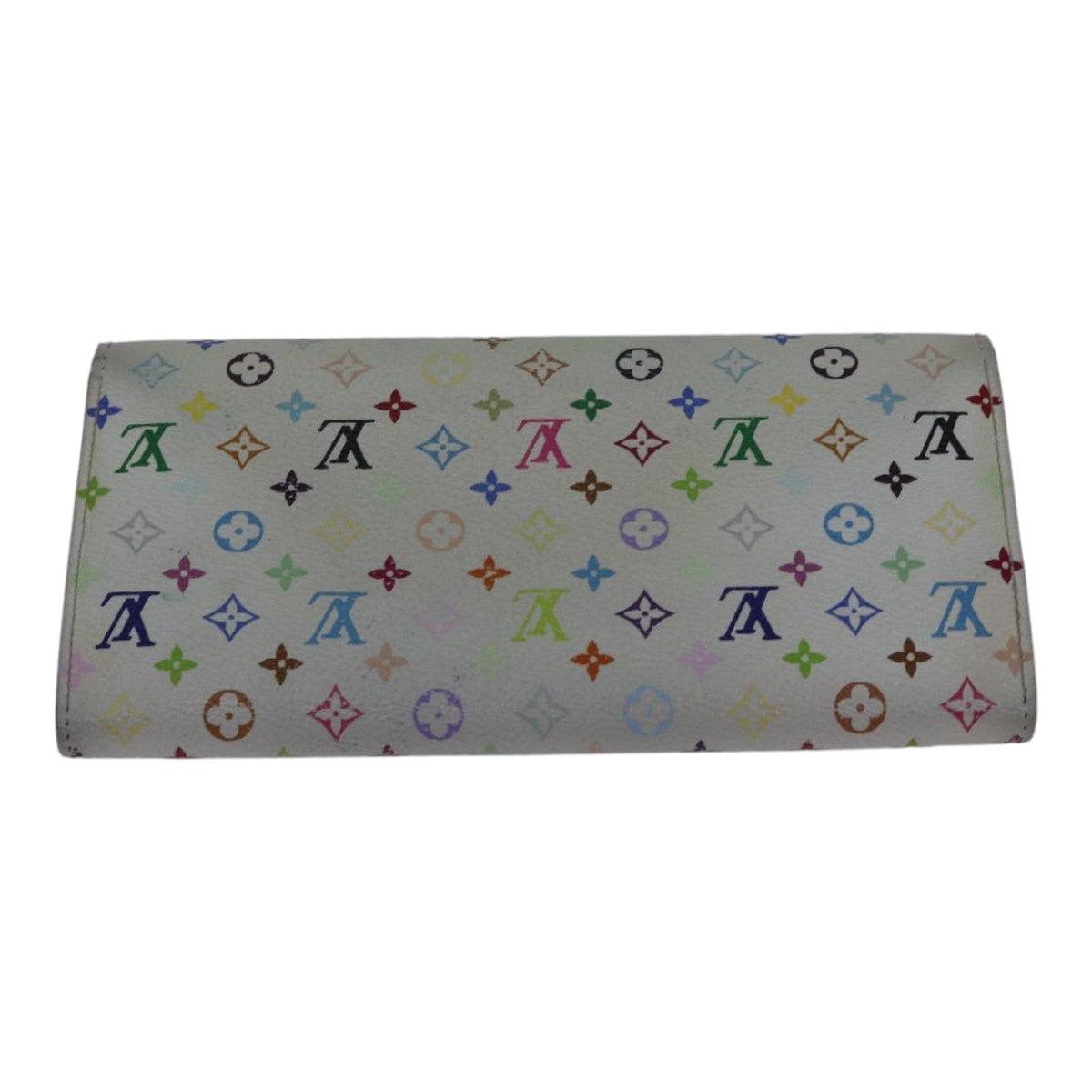 LOUIS VUITTON Multicolor Portefeuille Sarah Wallet White M93532 LV Auth 87796