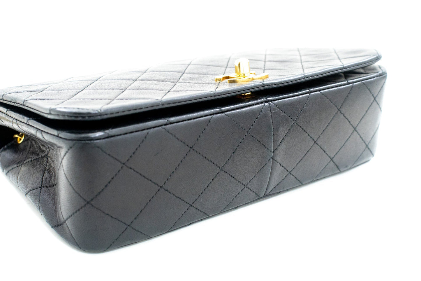 CHANEL Full Flap Chain Shoulder Bag Black Quilted Lambskin