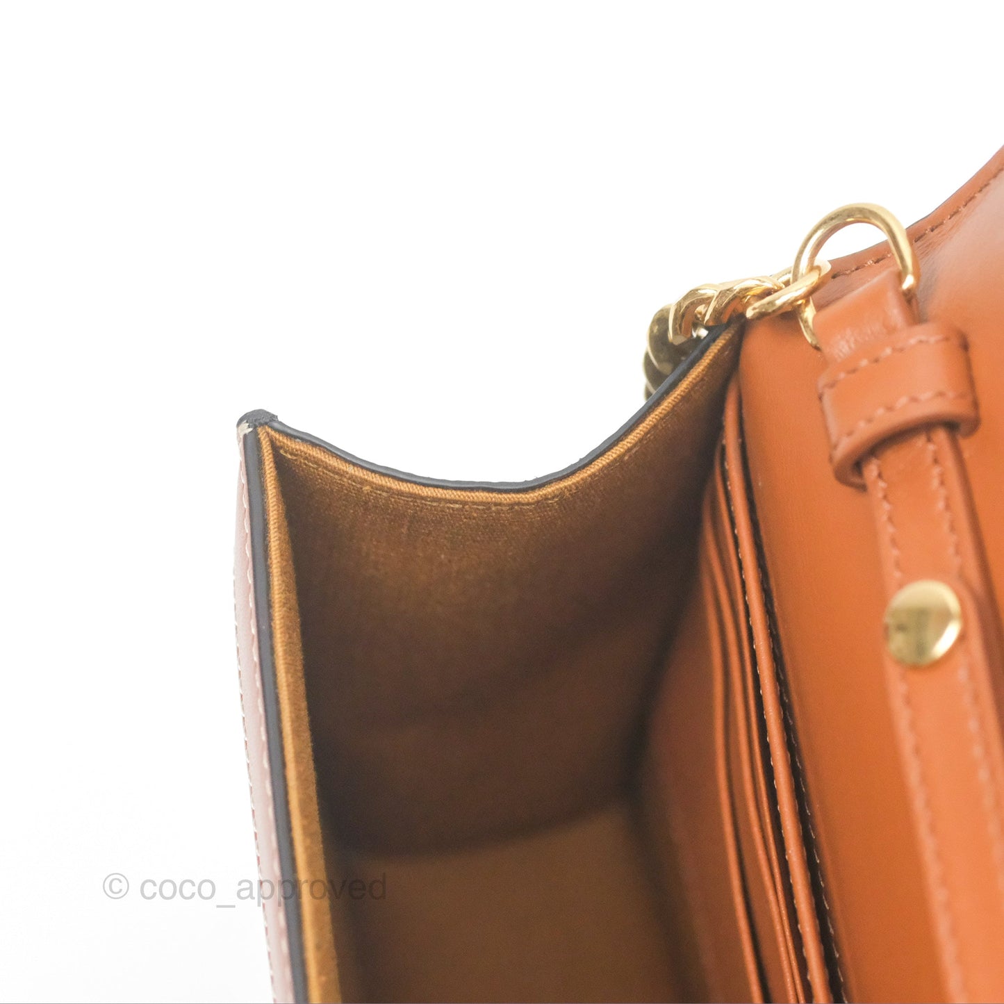 Celine Triomphe Wallet On Chain Canvas Tan Calfskin