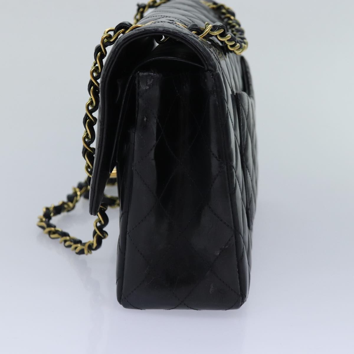Top Quality Chanel Matelasse Chain Shoulder Bag Leather Black Gold CC Auth 88183