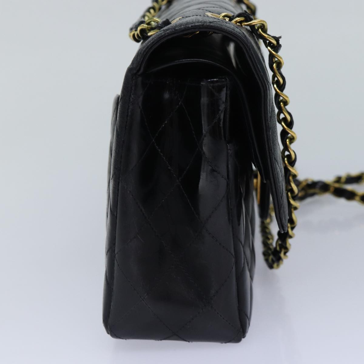 Top Quality Chanel Matelasse Chain Shoulder Bag Leather Black Gold CC Auth 88183
