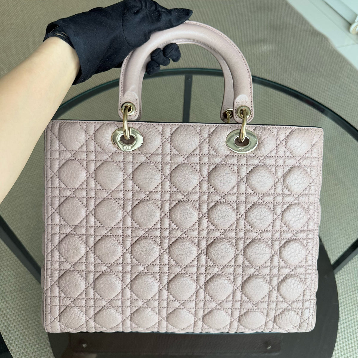 Dior Lady Flap Large - Grained Calfskin Nude Pink Gold Hardware
