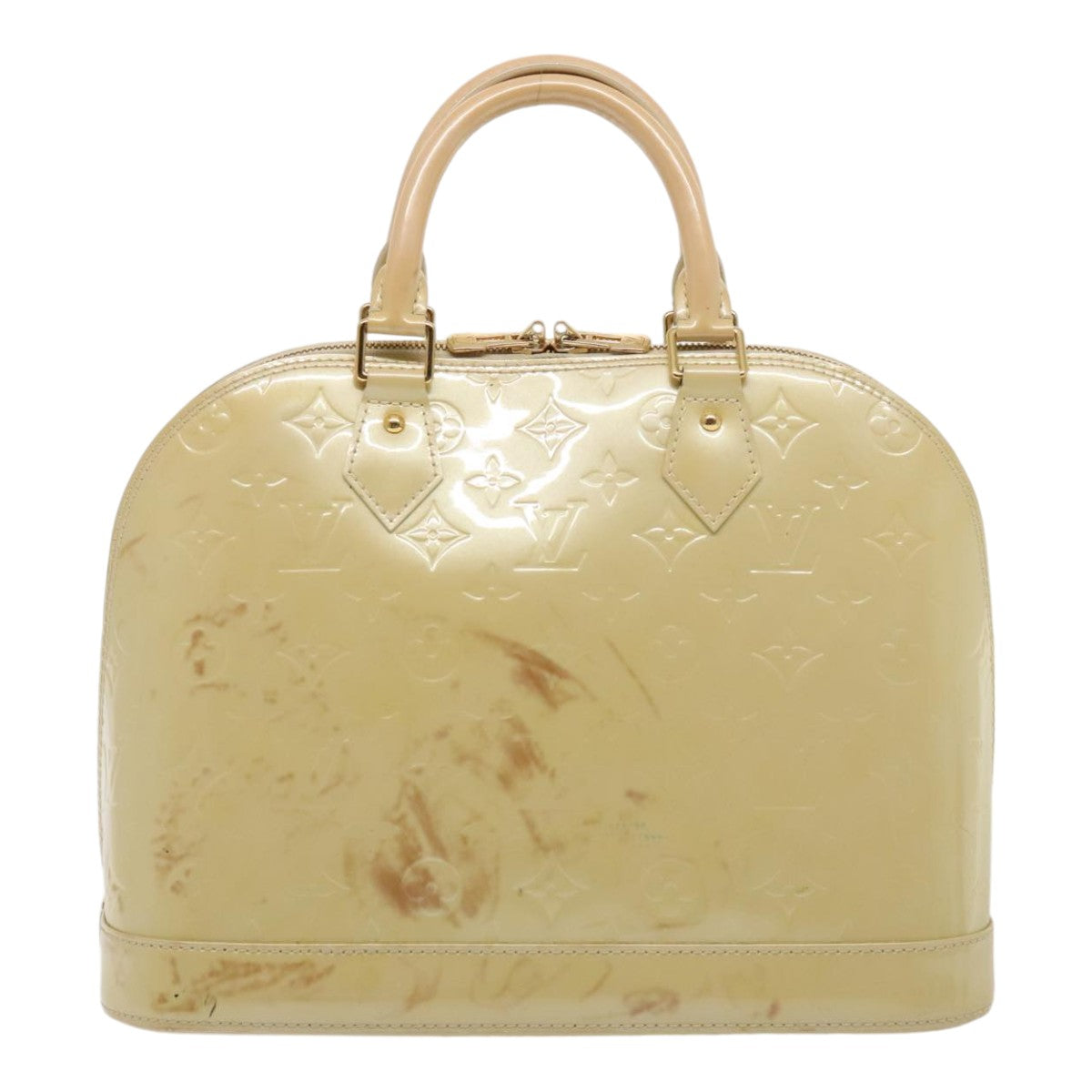 LOUIS VUITTON Monogram Vernis Alma PM Hand Bag Broncorail M91445 LV Auth 88358