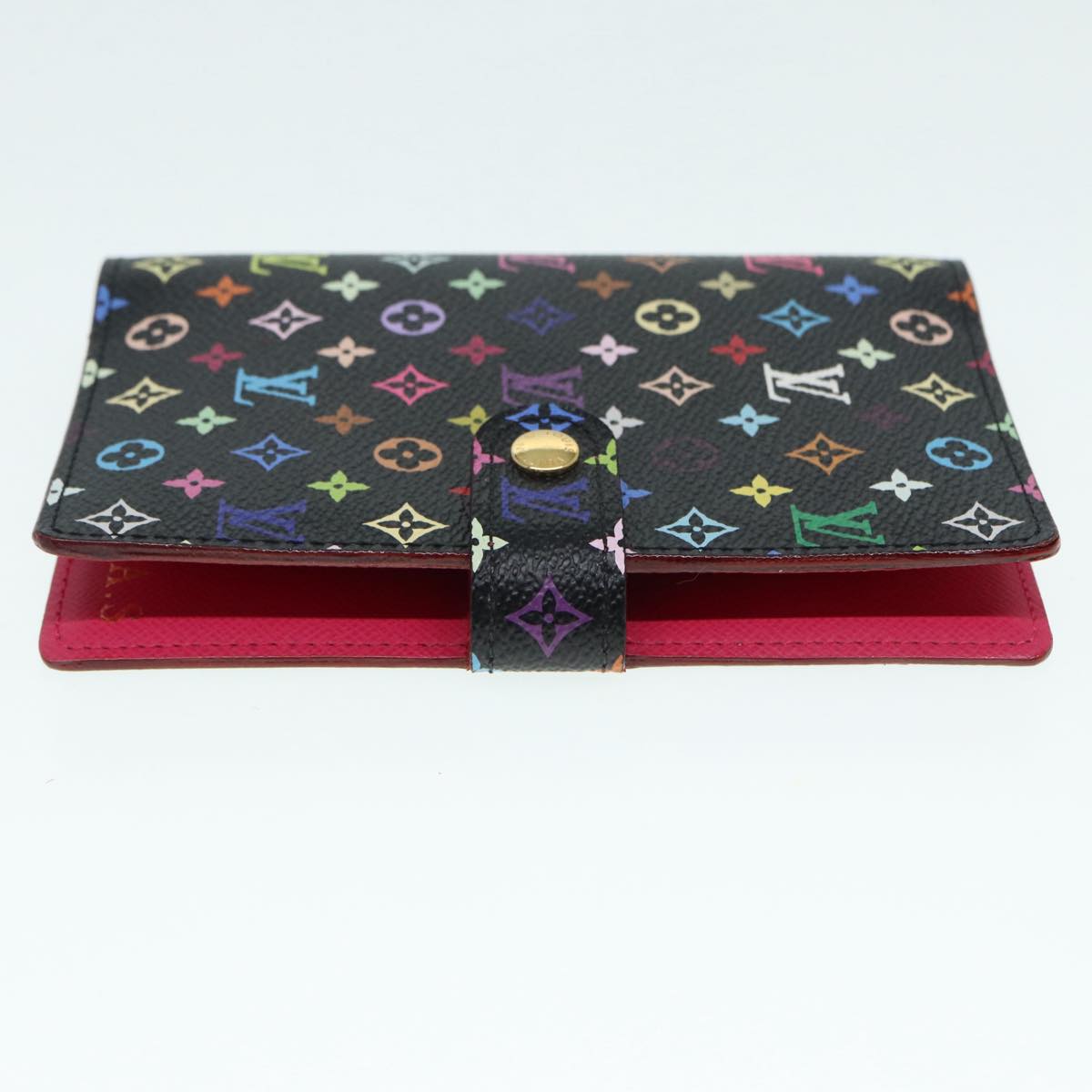 LOUIS VUITTON Multicolor Agenda PM Day Planner Cover Black R21076 LV Auth 88444