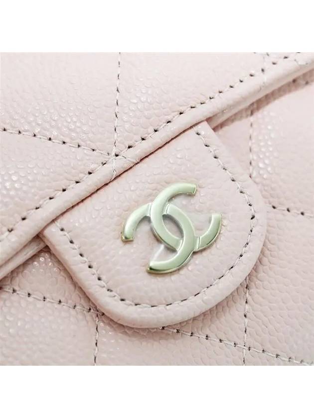 Classic CC Logo Flap Caviar Card Wallet Pink Chanel