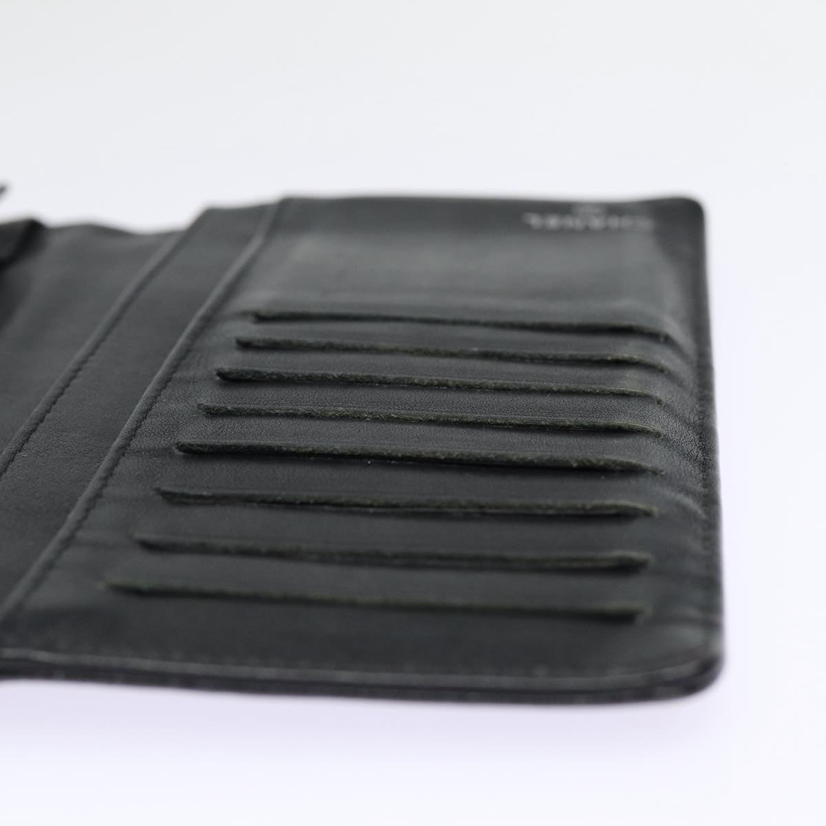 Top Quality Chanel COCO Mark Long Wallet Caviar Skin Black Silver CC Auth 88618