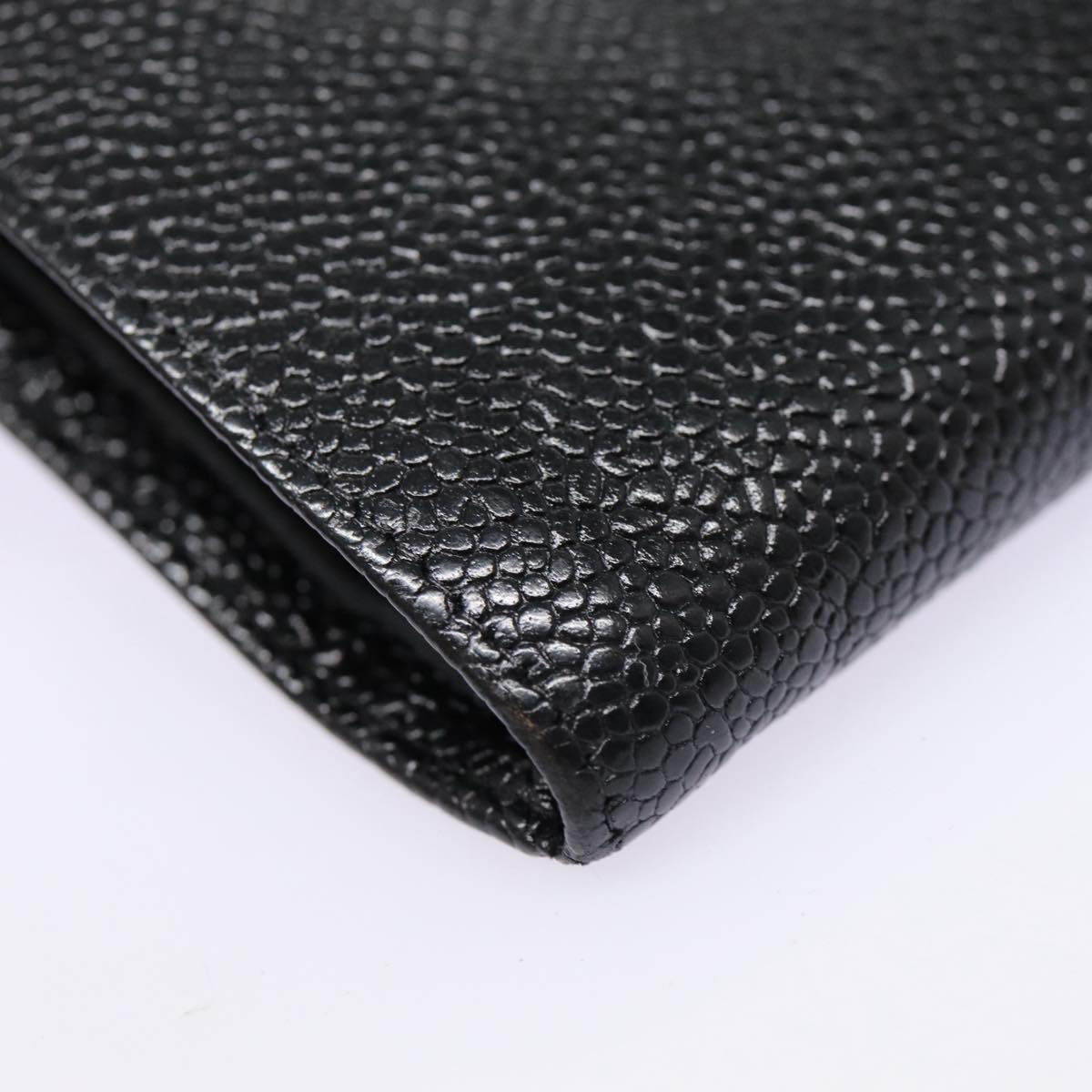 Top Quality Chanel COCO Mark Long Wallet Caviar Skin Black Gold CC Auth 88623