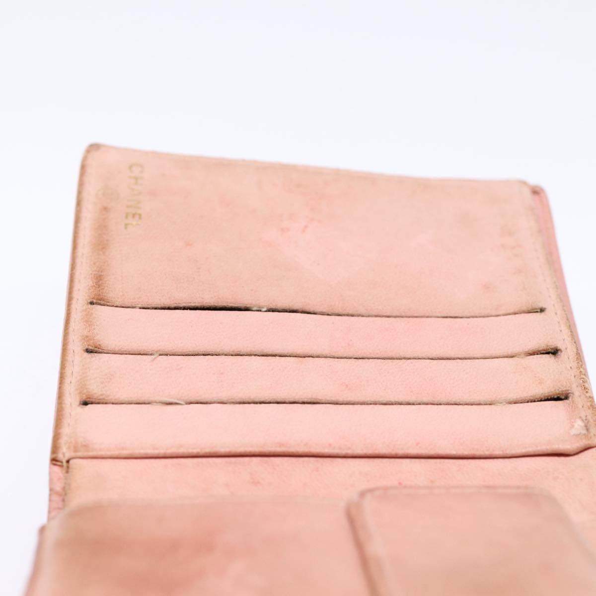 Top Quality Chanel COCO Mark Wallet Caviar Skin Pink Gold CC Auth 88731