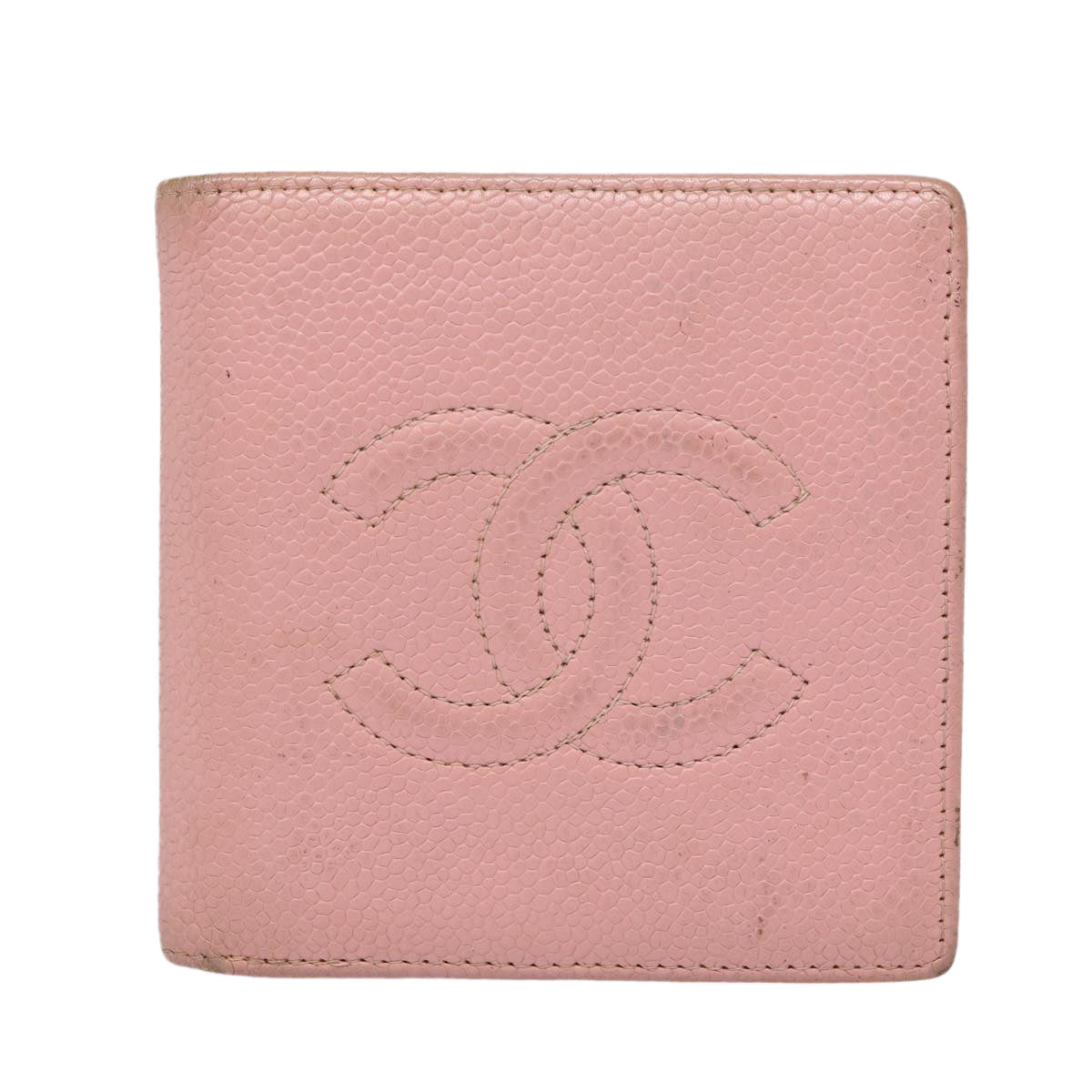 Top Quality Chanel COCO Mark Wallet Caviar Skin Pink Gold CC Auth 88731