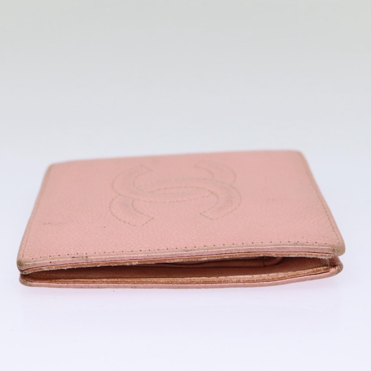 Top Quality Chanel COCO Mark Wallet Caviar Skin Pink Gold CC Auth 88731