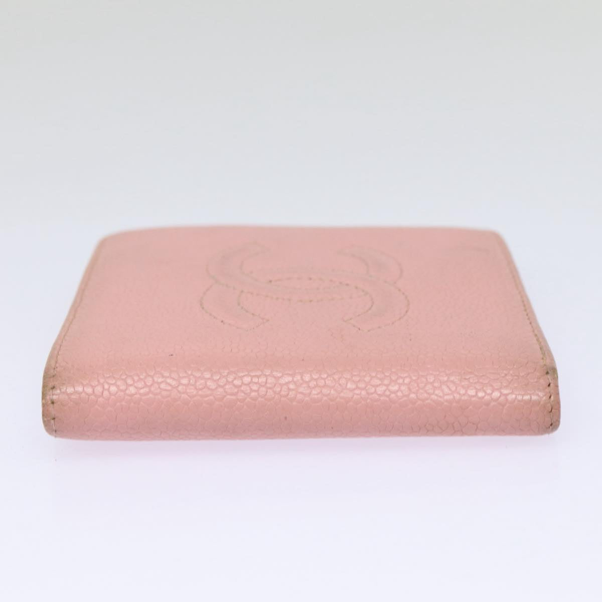 Top Quality Chanel COCO Mark Wallet Caviar Skin Pink Gold CC Auth 88731