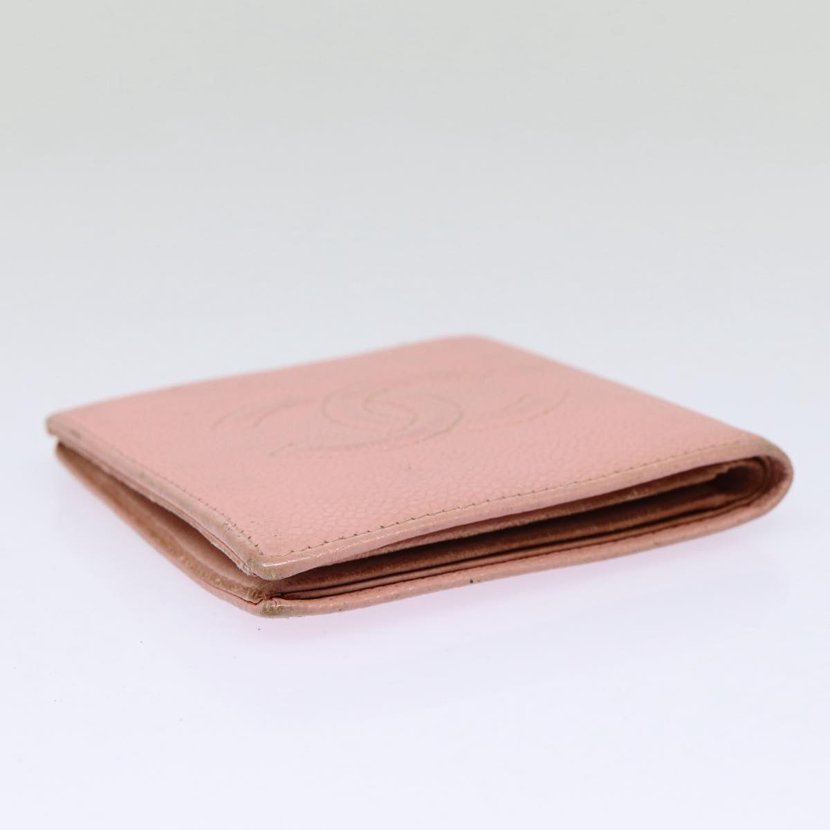 Top Quality Chanel COCO Mark Wallet Caviar Skin Pink Gold CC Auth 88731