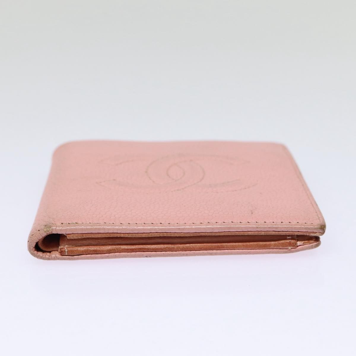Top Quality Chanel COCO Mark Wallet Caviar Skin Pink Gold CC Auth 88731