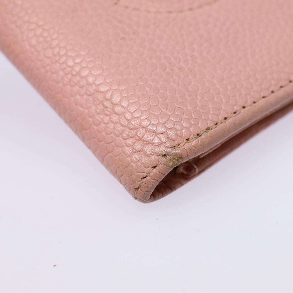 Top Quality Chanel COCO Mark Wallet Caviar Skin Pink Gold CC Auth 88731