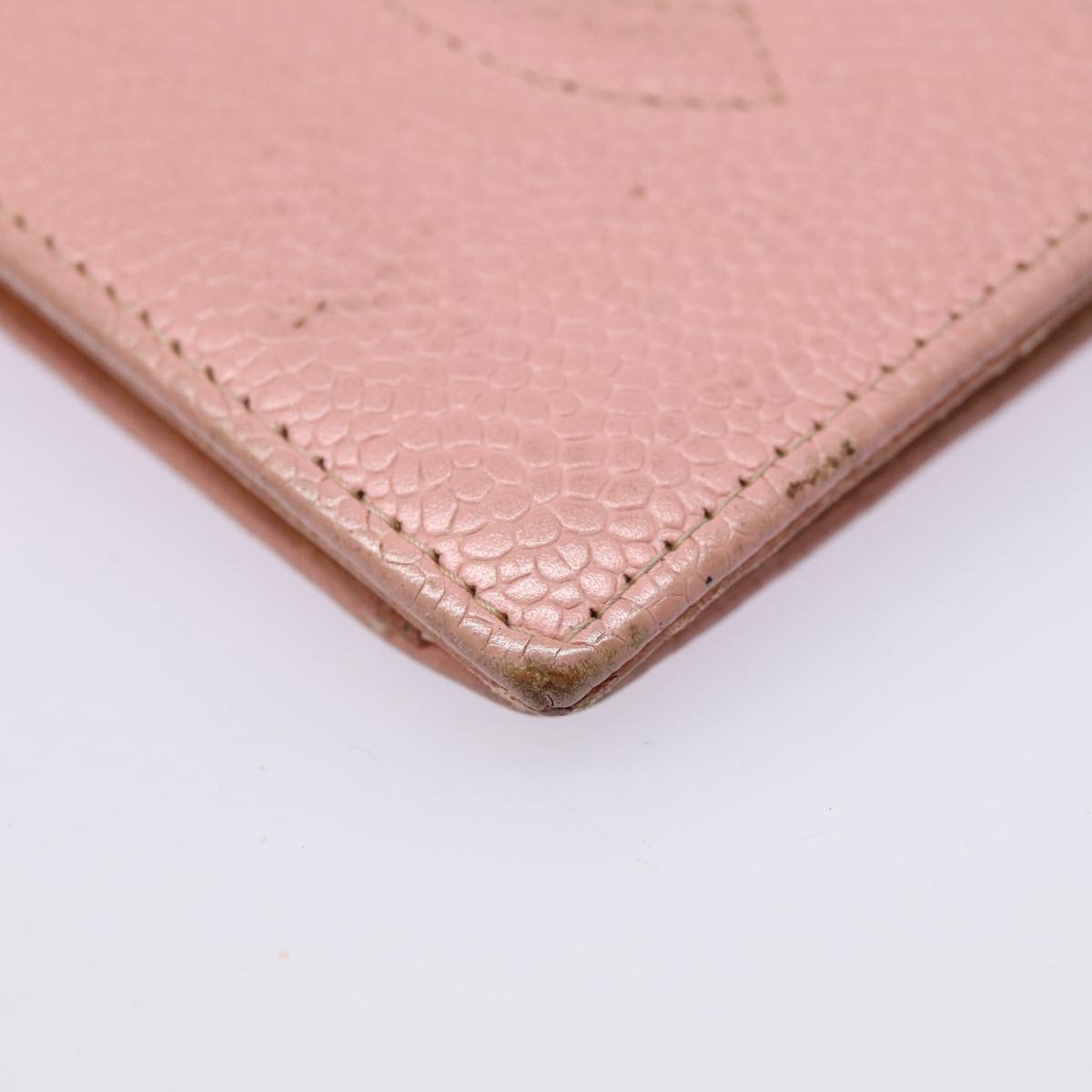 Top Quality Chanel COCO Mark Wallet Caviar Skin Pink Gold CC Auth 88731
