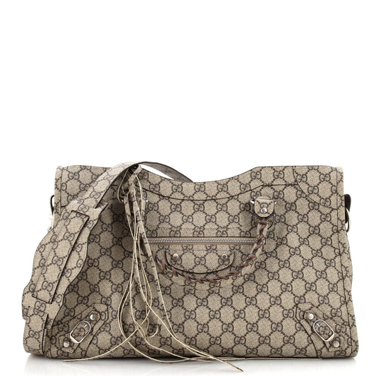 Gucci x Luxury Balenciaga  The Hacker Project Neo Classic City Bag GG Coated Canvas Medium