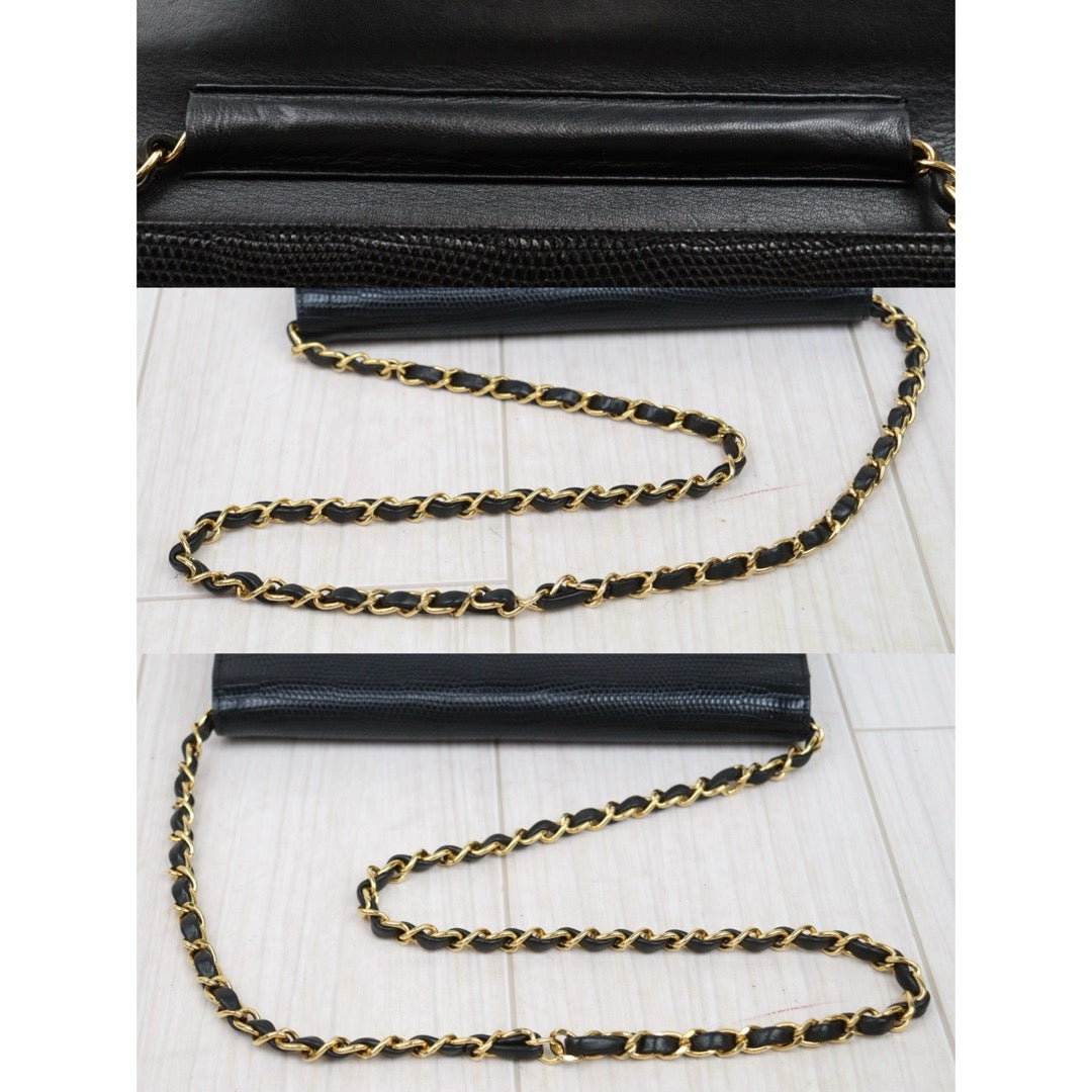 Very Good ( Rank A)｜ CHANEL  Lizard Skin Chain CF 25 Shoulder Bag Made in 1986-1988 Year ｜Y25051901