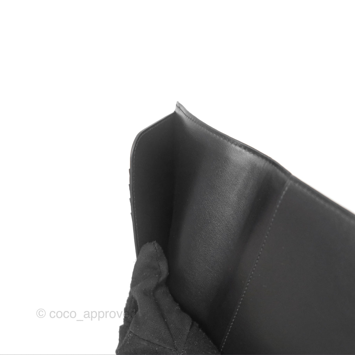 Celine Passport Cover Triomphe Canvas Black Calfskin