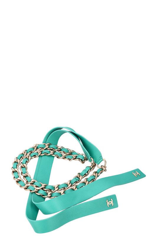 CHANEL Chain Leather Belt Mint