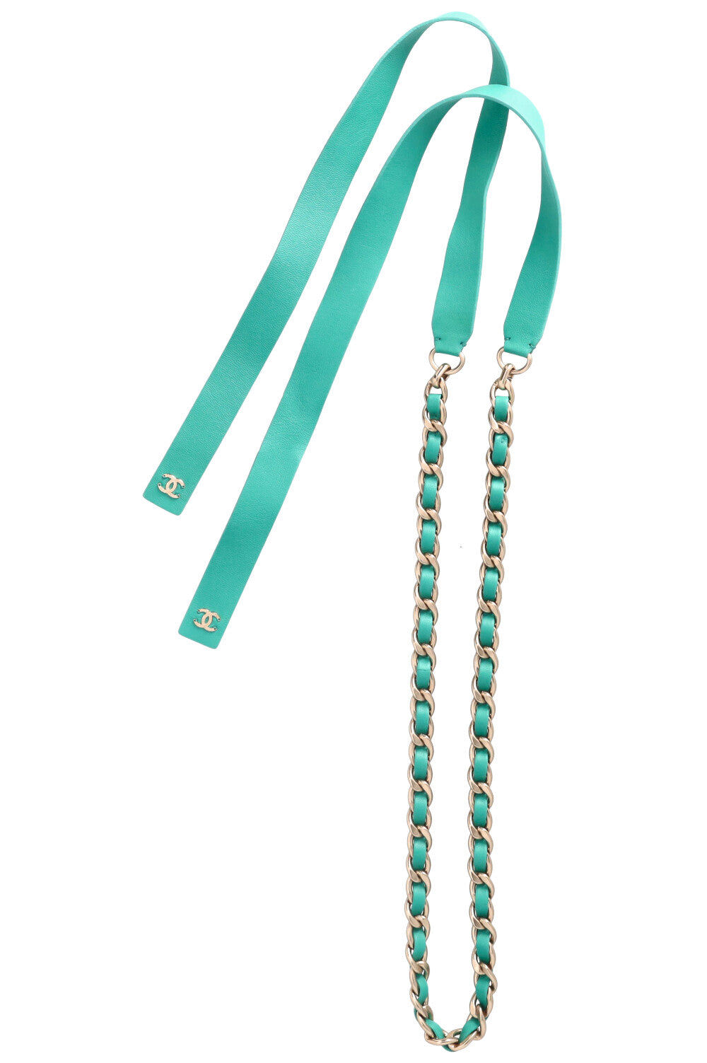 CHANEL Chain Leather Belt Mint
