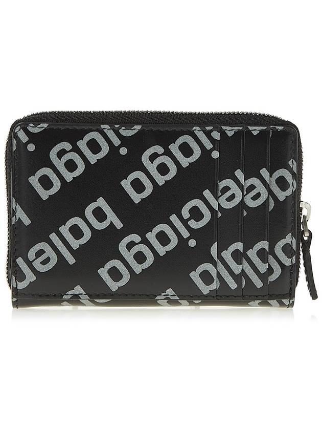 Luxury Balenciaga  All Over Logo Zip Around Half Wallet Black