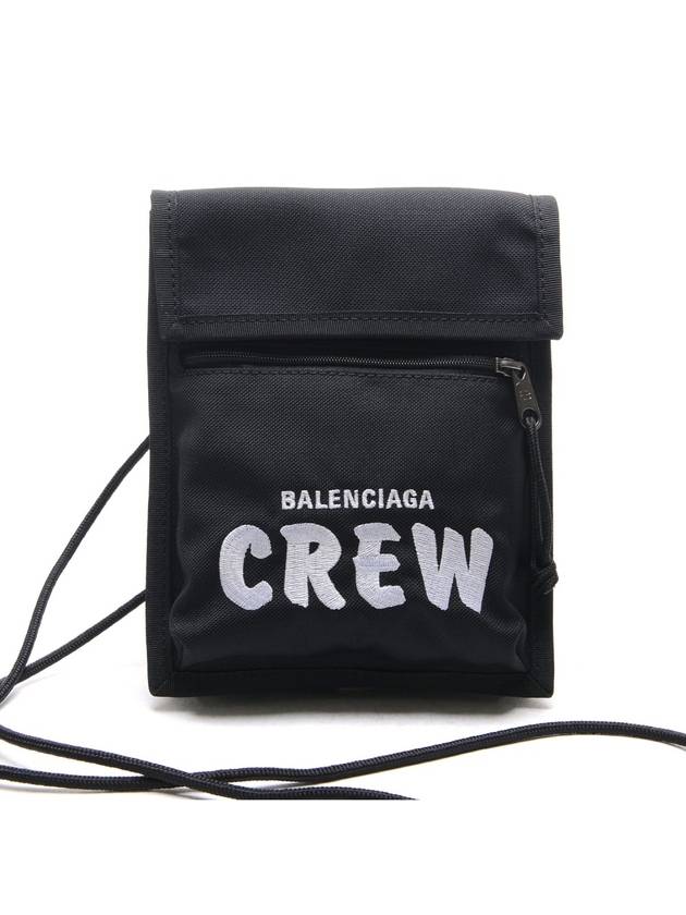 Luxury Balenciaga  Explorer Embroidered Crew Logo Mini Cross Bag Black