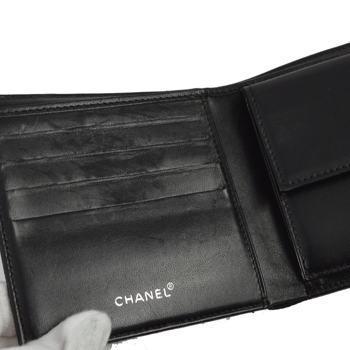 Chanel 2000-2001 Black New Travel Line Bifold Wallet