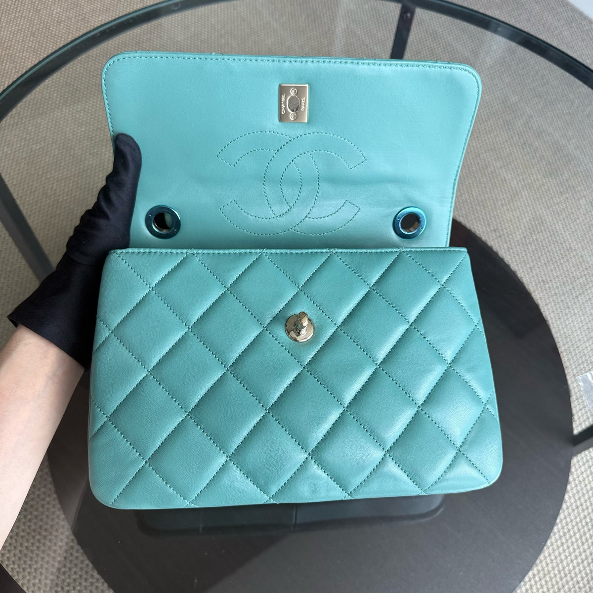 Chanel Trendy CC Small - Quilted Lambskin Green Blue Gold Hardware