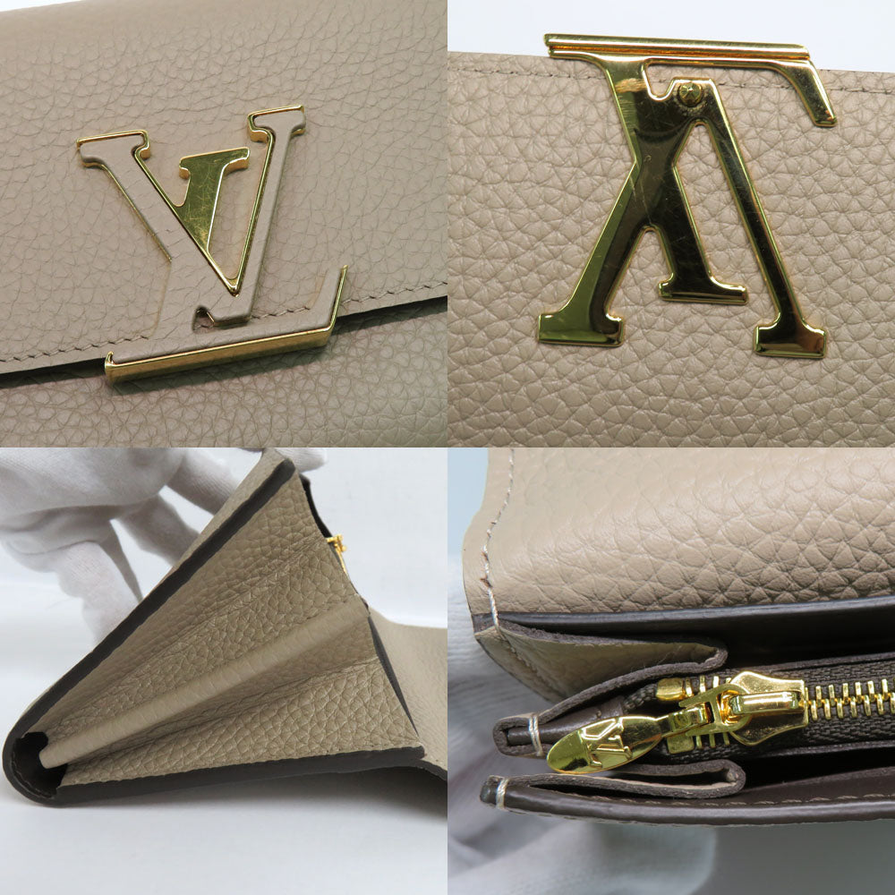 Louis Vuitton Portefolio Capsine M61249 LV  Leather Gale Beige Gr G  Long Wallet Retail