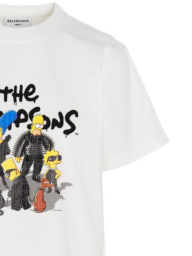 Luxury Balenciaga  WoMen's The Simpsons Printing Small Fit Short Sleeve T-Shirt White