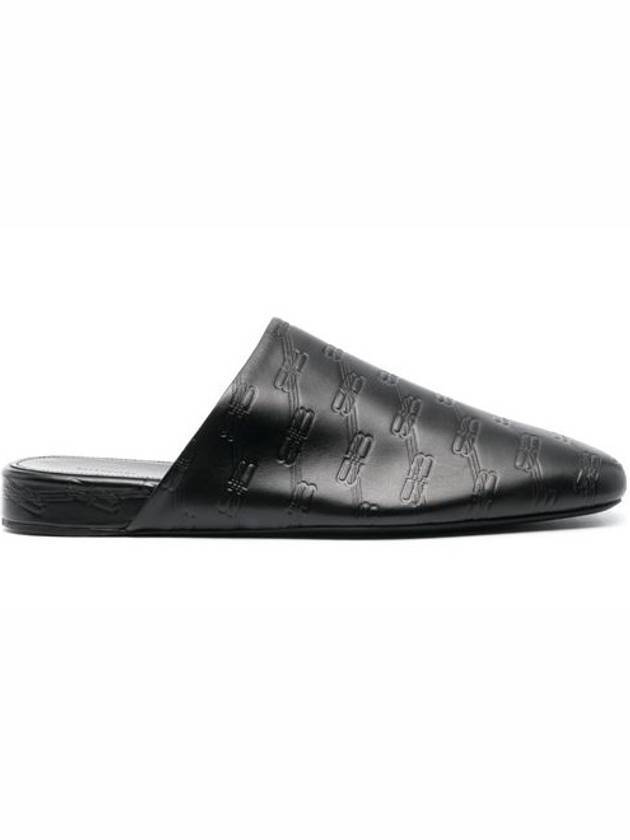 Luxury Balenciaga  Debossed Logo Leather Mule Black