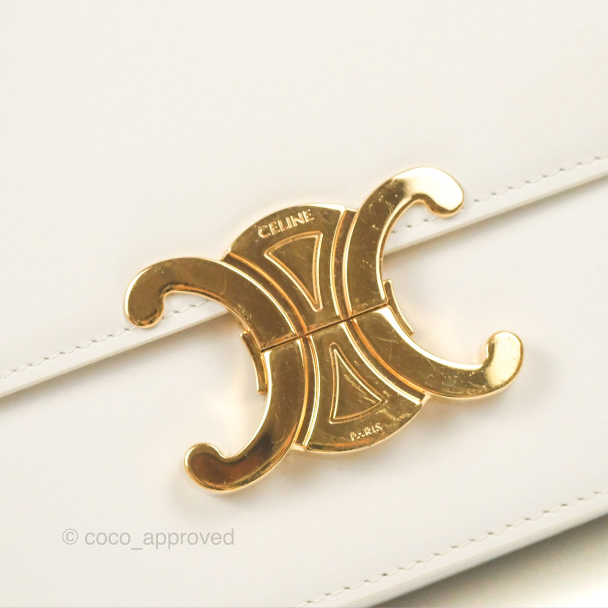 Celine Teen Triomphe Bag Shiny Calfskin White