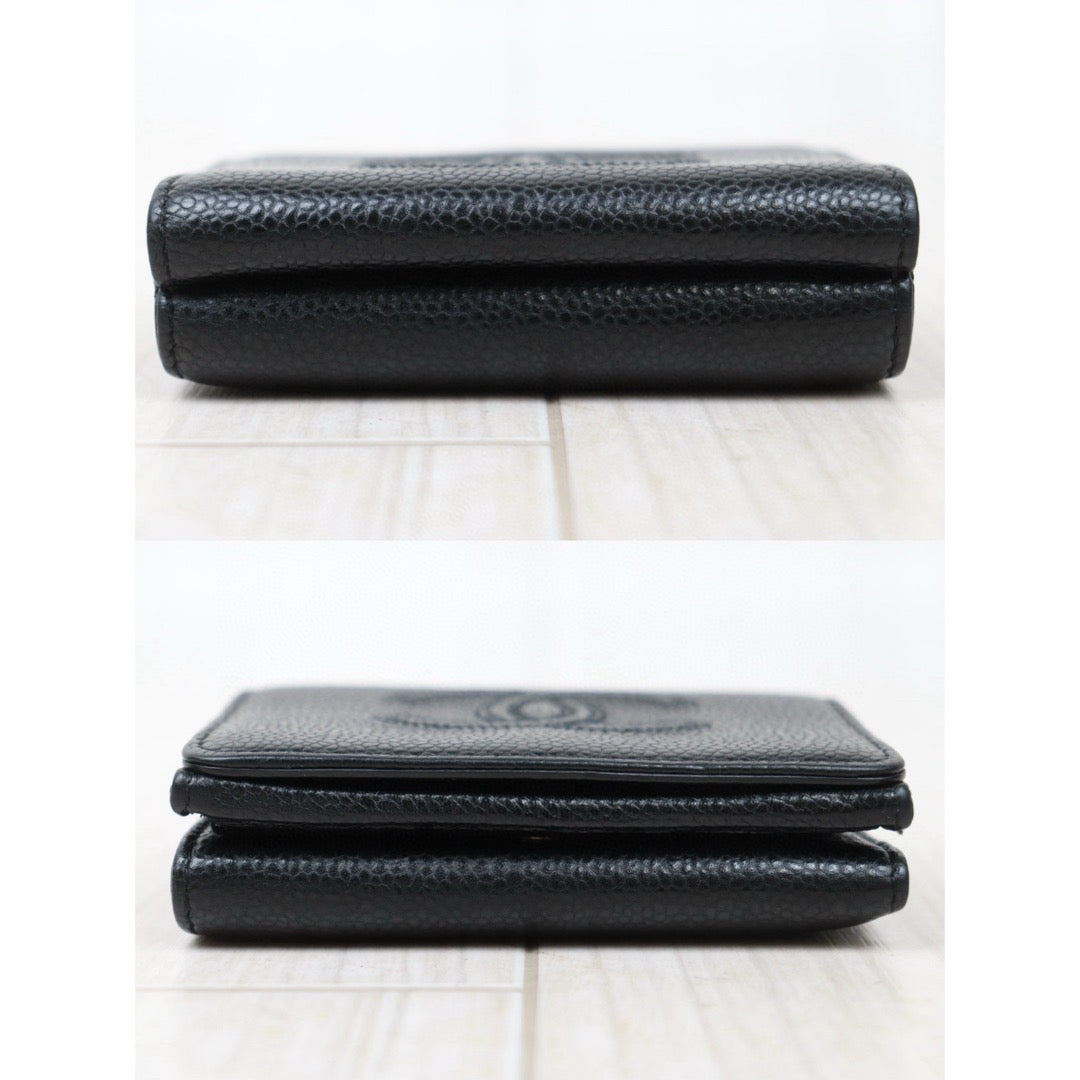 Very Good ( Rank A)｜CHANEL Caviar Skin Leather Calf Leather Wallet Black Made In 2019 Year｜VT25030132