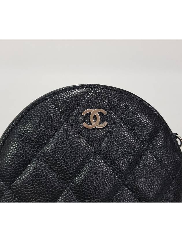 Classic Caviar Silver Round Bag Tambourine AP0245 Chanel