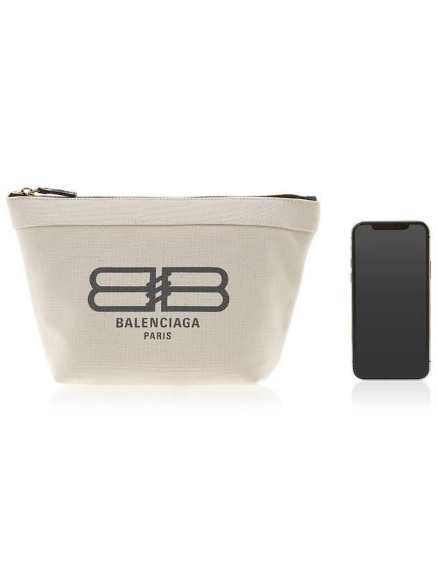 Luxury Balenciaga  Logo Print Jumbo Pouch Bag Ivory