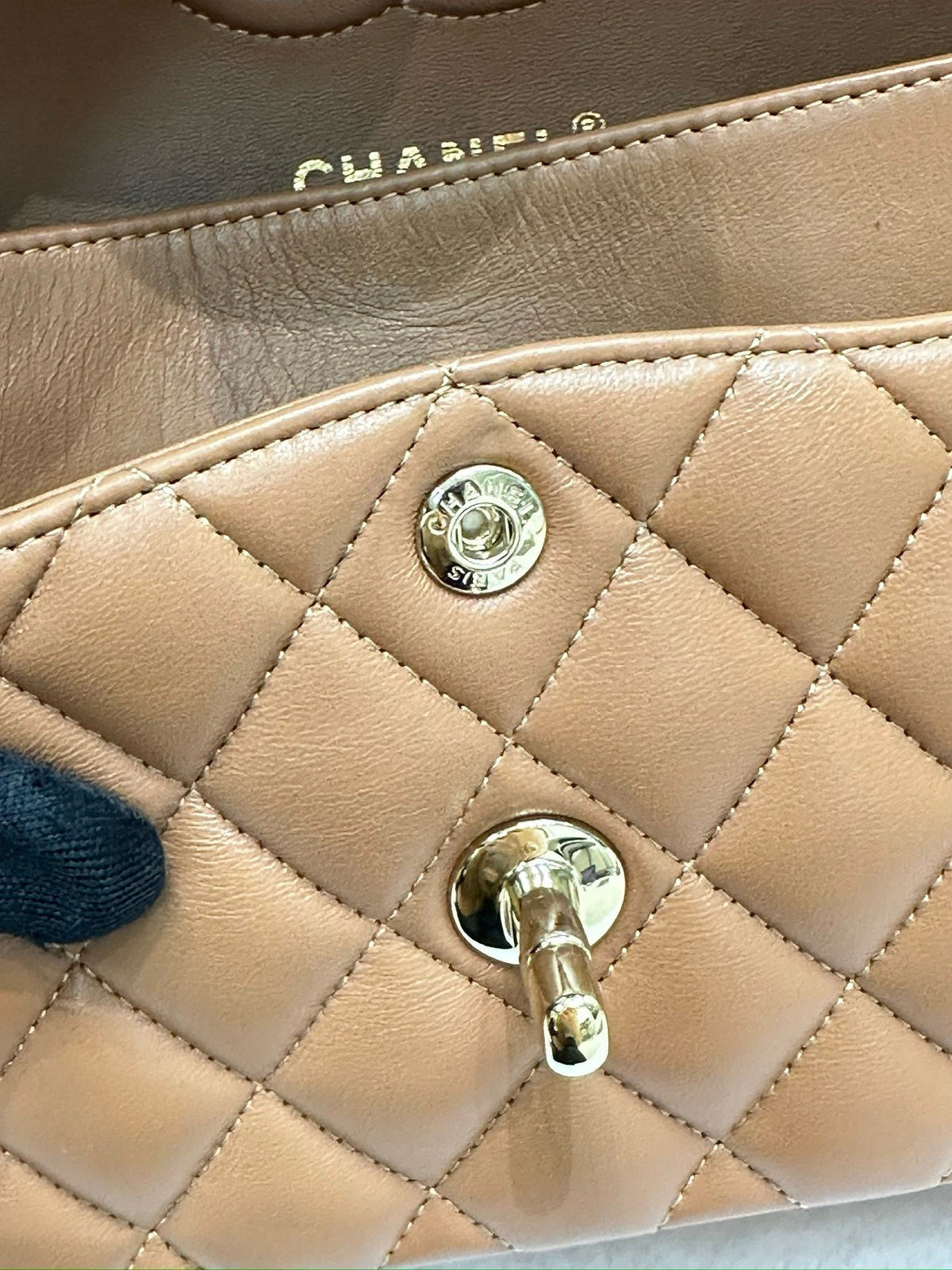 Chanel Small Lambskin Classic Double Flap Bag Dark Beige LGHW