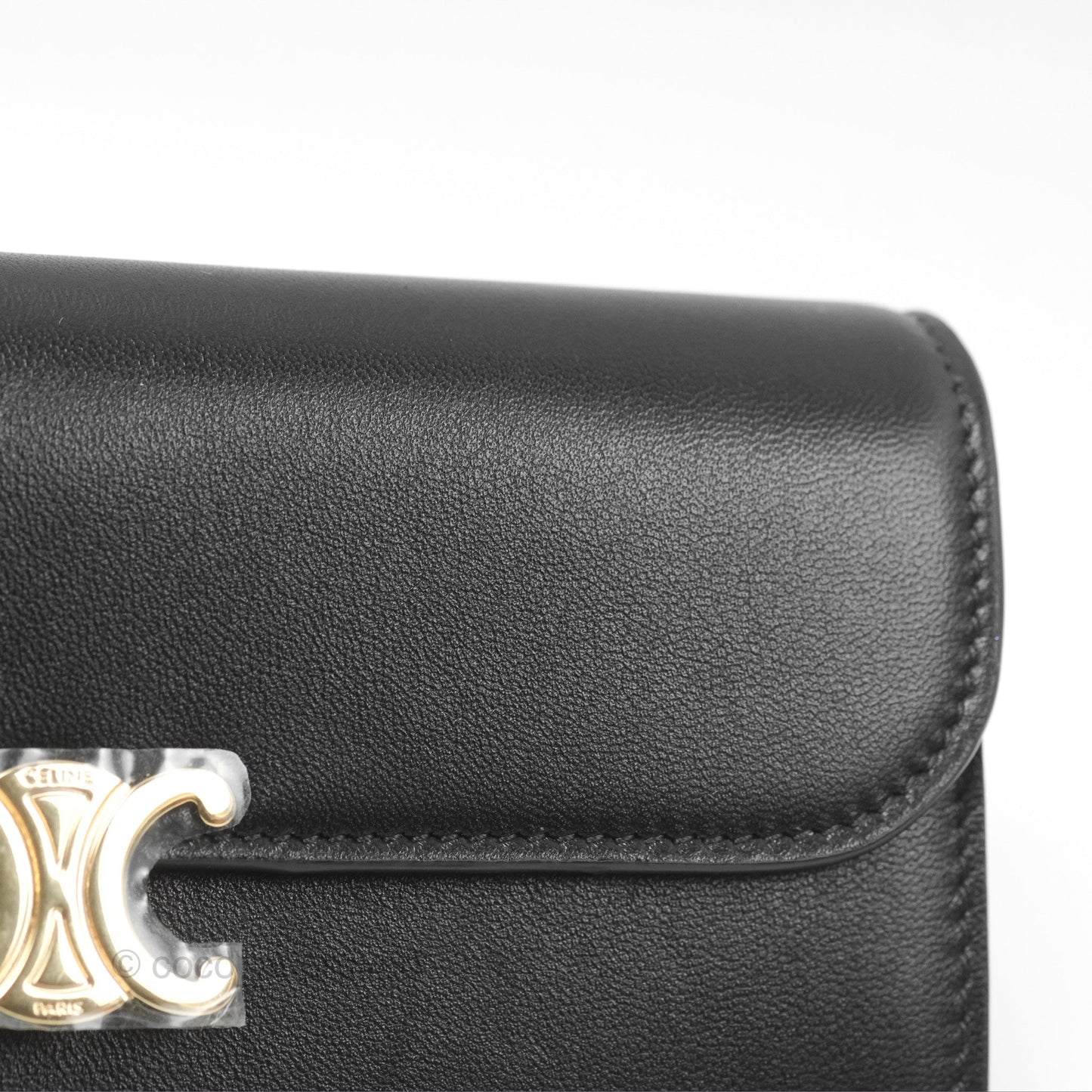 Celine Large Wallet Triomphe in Shiny Calfskin Black Gold Hardware