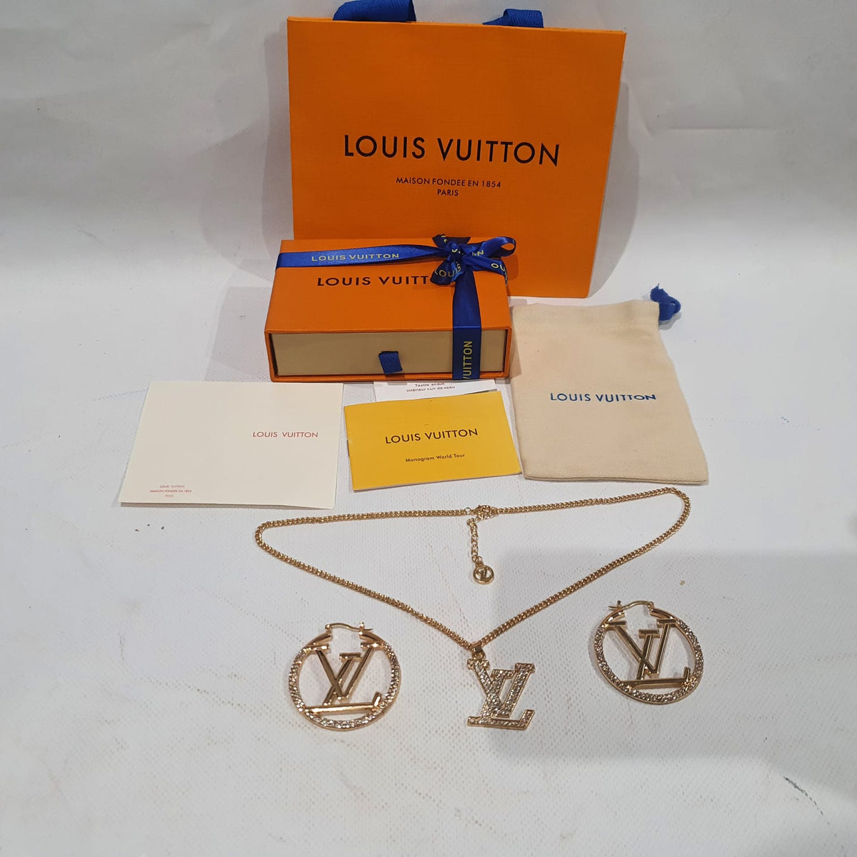 Louis  Vuitton Necklace, Earrings and Brooch Set