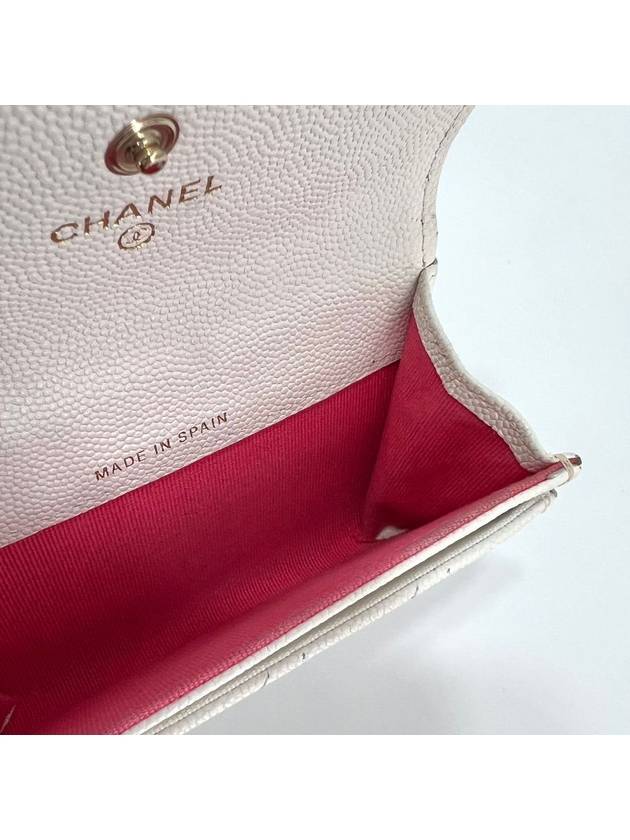 New logo flap snap card wallet caviar white AP3187 Chanel