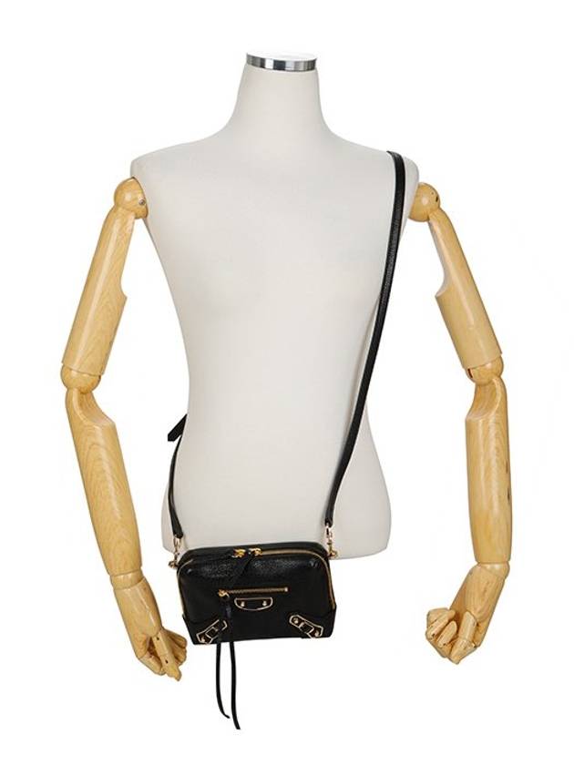 Luxury Balenciaga  Metal Reporter Mini Cross Bag Black