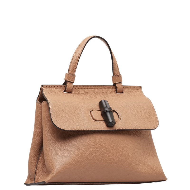 Gucci Bamboo  Handbag Shoulder Bag 2WAY 392013 Beige Leather  Gucci
